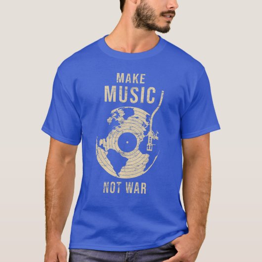 ヴィンテージ戦争反対 音楽を作ろう Tシャツ (正面)