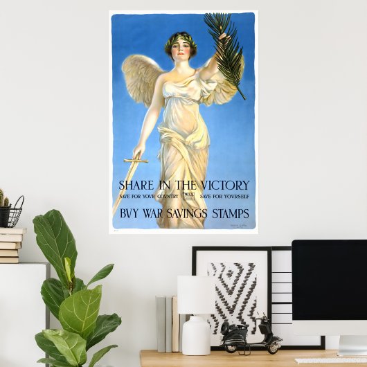 ヴィンテージ戦勝軍貯金切手ポスタープリント ポスター (ホームオフィス)