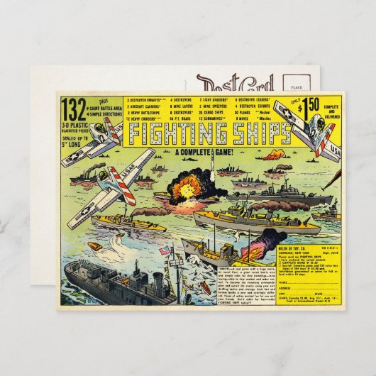 ヴィンテージ戦艦はがき ポストカード (正面/裏面)