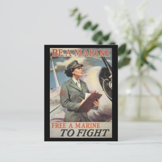 ヴィンテージ戦艦はがき、女性海兵隊 ポストカード (スタンド正面)