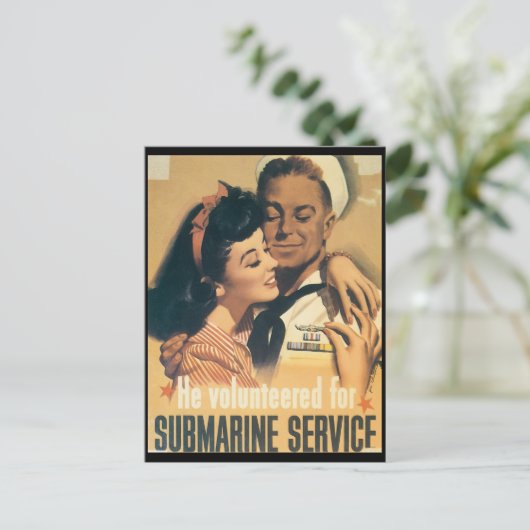 ヴィンテージ戦艦はがき、潜水艦補給機 ポストカード (スタンド正面)