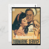 ヴィンテージ戦艦はがき、潜水艦補給機 ポストカード (正面/裏面)