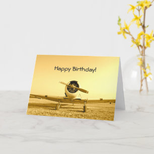 ヴィンテージ戦闘機イエロー誕生日 カード