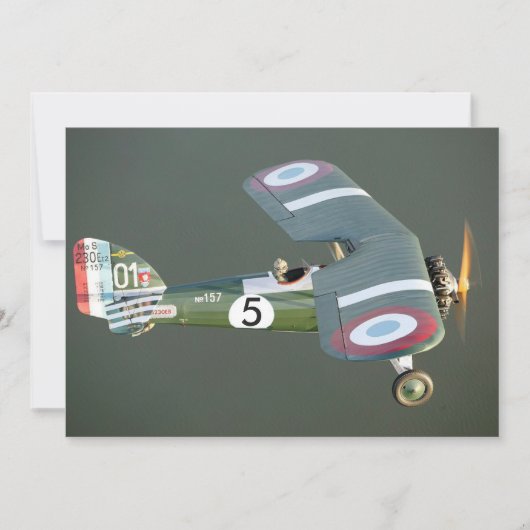 ヴィンテージ戦闘機 誕生日編集番号と写真 招待状 (正面)