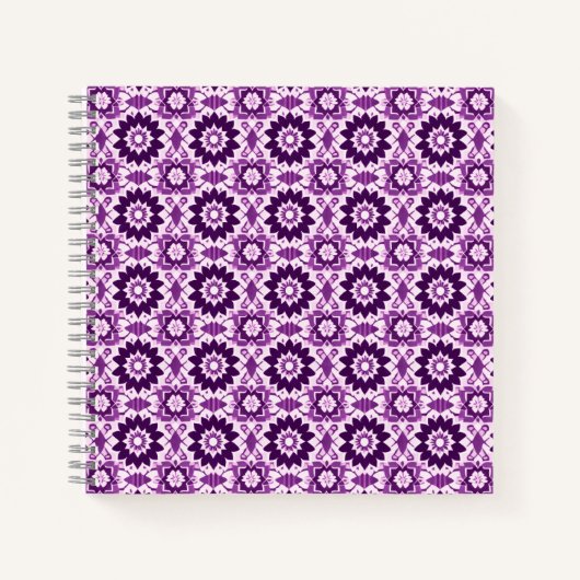 ヴィンテージ房峰紫幾何学模様 ノートブック (正面)