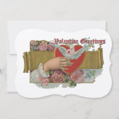 ヴィンテージ手に持って手に花バレンタイン シーズンカード (正面)