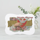 ヴィンテージ手に持って手に花バレンタイン シーズンカード (スタンド正面)