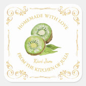 ヴィンテージ手作りキウイジャムスクエアラベル スクエアシール (正面)
