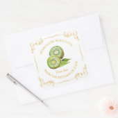 ヴィンテージ手作りキウイジャムスクエアラベル スクエアシール (封筒)