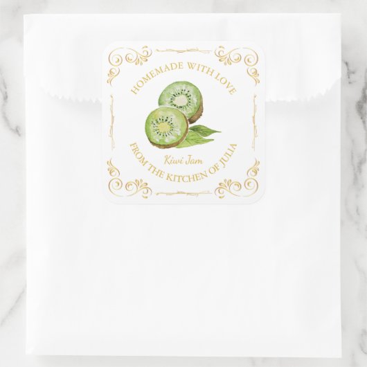ヴィンテージ手作りキウイジャムスクエアラベル スクエアシール (バッグ)