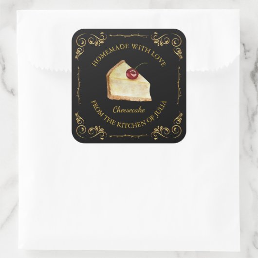 ヴィンテージ手作りチーズケーキスクエアラベル スクエアシール (バッグ)