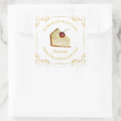 ヴィンテージ手作りチーズケーキスクエアラベル スクエアシール (バッグ)