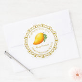 ヴィンテージ手作りマンゴー保存ラベルlホワイト ラウンドシール (封筒)