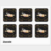 ヴィンテージ手作りラブスクエアラベルlブラック スクエアシール (シート)