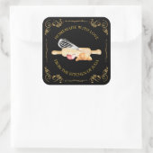 ヴィンテージ手作りラブスクエアラベルlブラック スクエアシール (バッグ)