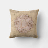 ヴィンテージ手作りレターDワードアートピンク金ゴールド クッション (裏面)