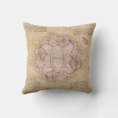 ヴィンテージ手作りレターHワードアートピンク金ゴールド クッション (裏面)