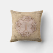 ヴィンテージ手作りレターIワードアートピンク金ゴールド クッション (裏面)