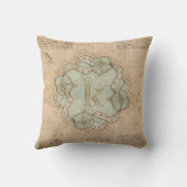 ヴィンテージ手作りレターKワードアートグリーン金ゴールド クッション (裏面)