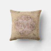 ヴィンテージ手作りレターMワードアートピンク金ゴールド クッション (裏面)