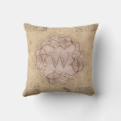 ヴィンテージ手作りレターWワードアートピンク金ゴールド クッション (裏面)