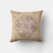 ヴィンテージ手作りレターXワードアートピンク金ゴールド クッション (裏面)