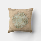 ヴィンテージ手作り手紙Oワードアートグリーン金ゴールド クッション (裏面)