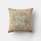 ヴィンテージ手作り手紙Sワードアートグリーン金ゴールド クッション (裏面)