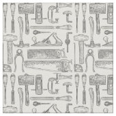 ヴィンテージ手工具模様木工大工 ファブリック (クローズアップ)