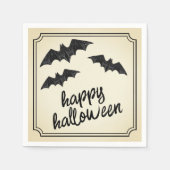 ヴィンテージ手引きレースこうもりハッピーハローウィン スタンダードカクテルナプキン (正面)