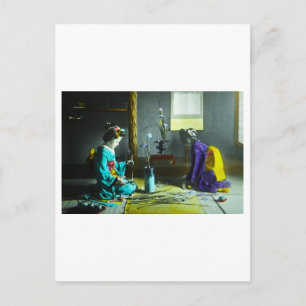 ヴィンテージ手彩芸者日本の魔法灯 ポストカード