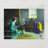 ヴィンテージ手彩芸者日本の魔法灯 ポストカード (正面)