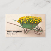 ヴィンテージ手押しイエローフラワーガーデナーQRコード 名刺 (正面)