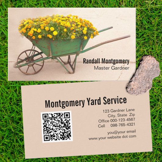 ヴィンテージ手押し花植木屋QRコード 名刺
