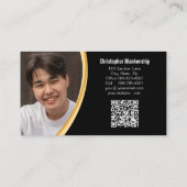 ヴィンテージ手押し花花QRコードカスタム写真 名刺 (裏面)