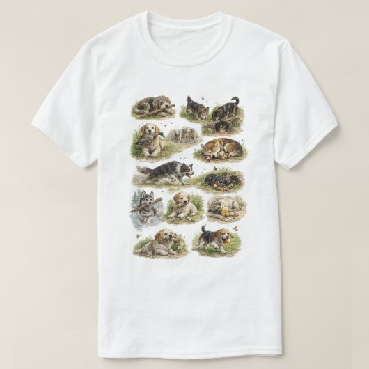 ヴィンテージ手描きの犬コレクション | Tシャツ (デザイン正面)