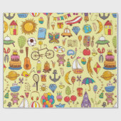 ヴィンテージ手描きの継ぎ目のない模様 ラッピングペーパー (フラット)