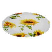 ヴィンテージ手描きひまわり水彩色 カッティングボード (角)