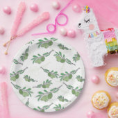 ヴィンテージ手描きオリーブの分岐布 ペーパープレート (パーティー)