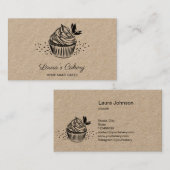 ヴィンテージ手描きカップケーキベーカリー 名刺 (正面/裏面)