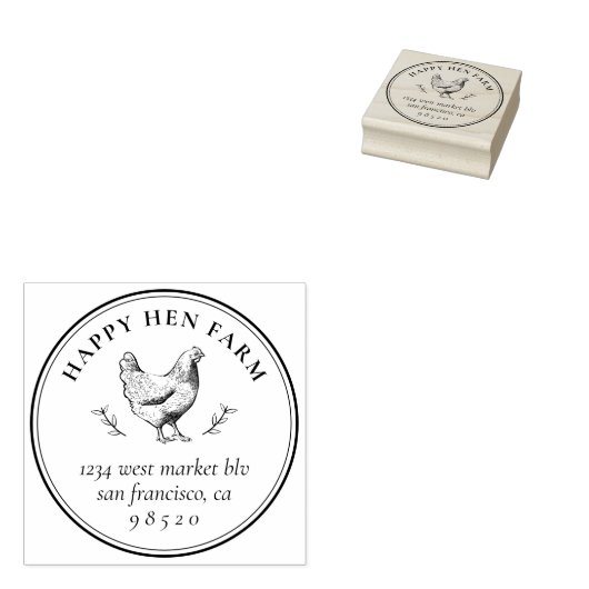 ヴィンテージ手描きチキンファミリーファーム卵カートン ラバースタンプ (押印)