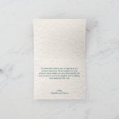 ヴィンテージ手描きティール(緑がかった色)レトロリボンのボウケーキ サンキューカード (内部)