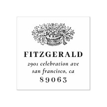 ヴィンテージ手描きフラワーファミリー差出人住所