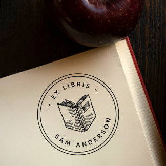ヴィンテージ手描きブックラウンドライブラリEx Libris セルフインキングスタンプ