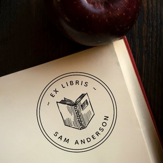 ヴィンテージ手描きブックラウンドライブラリEx Libris セルフインキングスタンプ