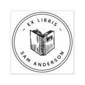 ヴィンテージ手描きブックラウンドライブラリEx Libris セルフインキングスタンプ (デザイン)