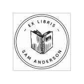 ヴィンテージ手描きブックラウンドライブラリEx Libris ラバースタンプ (インプリント)