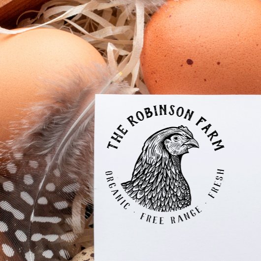 ヴィンテージ手描きヘンファミリーエオーガニックッグファーム ラバースタンプ