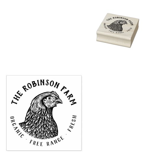 ヴィンテージ手描きヘンファミリーエオーガニックッグファーム ラバースタンプ (押印)