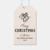 ヴィンテージ手描きベル写真縁どクリスマス ギフトタグ (正面)